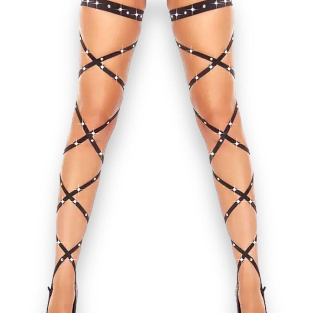 Black Diamond Studded Leg Wraps NEW